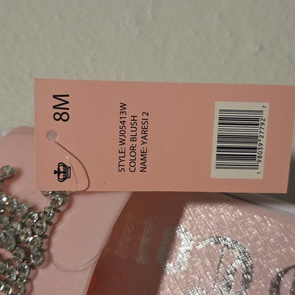 New Juicy Couture Blush Pink Yaresi 2 Rhinestone Slip On Slide Sandals - Picture 10 of 12